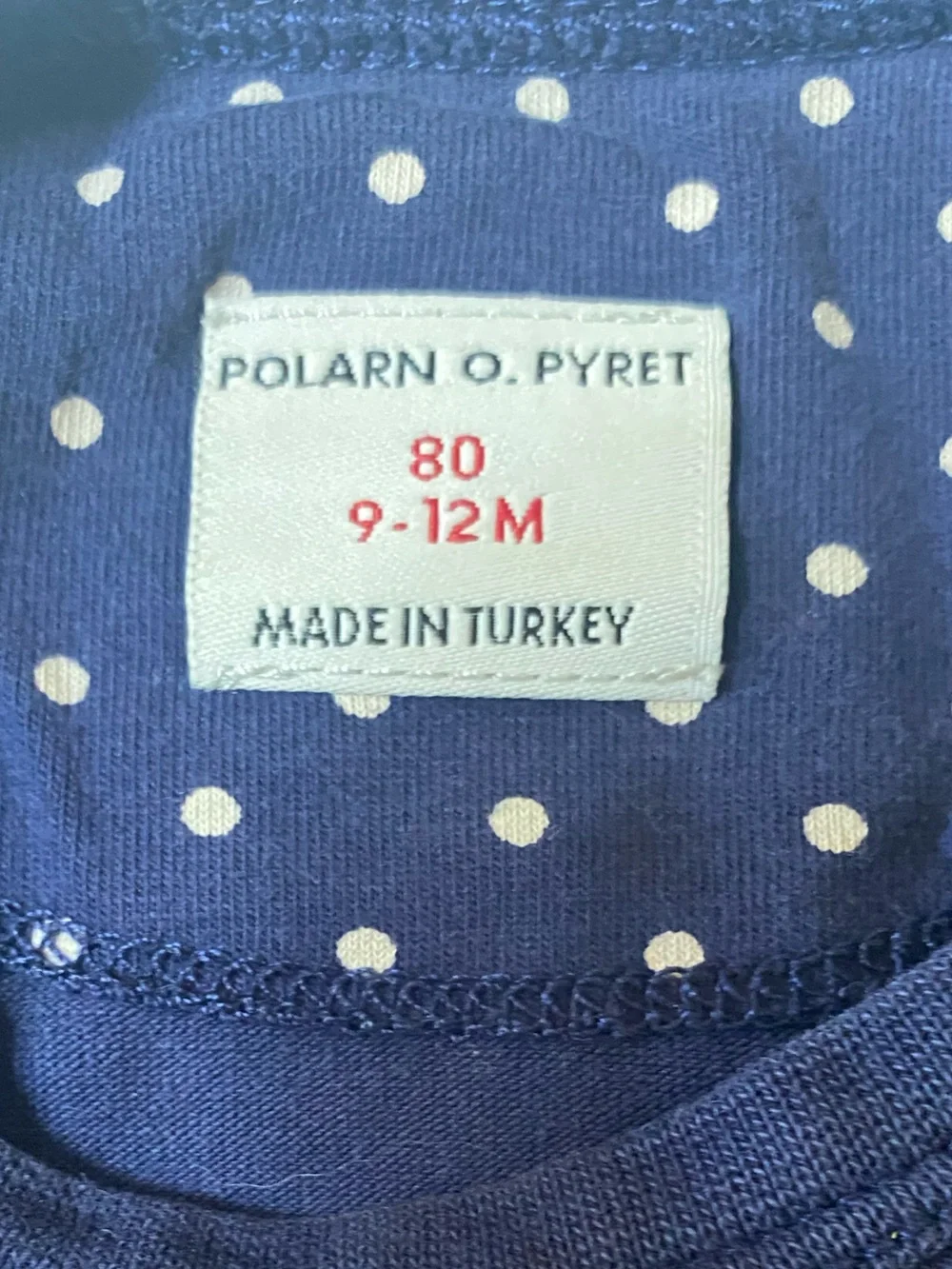 Polarn O. Pyret Navy Polka Dot One-Piece with Orange Cat